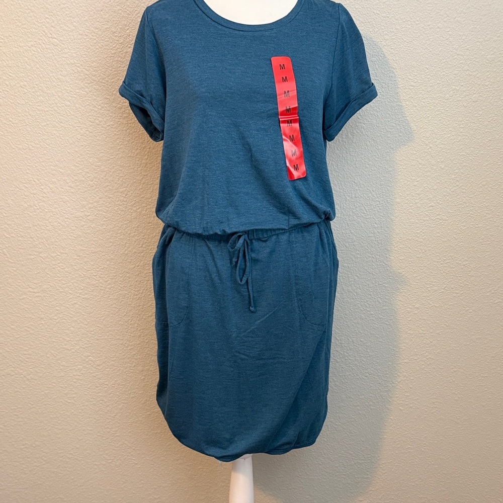 NWT Stylish Blue Drawstring Casual Dress